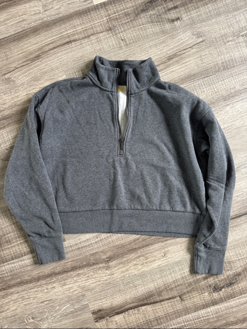 Zella Charcoal Gray Quarter‑Zip Cropped Sweatshirt